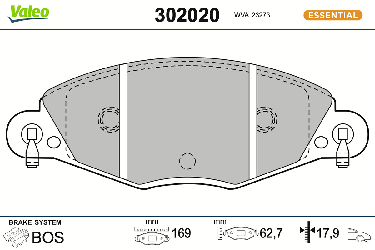 Jeu de 4 plaquettes de frein VALEO ref. 302020